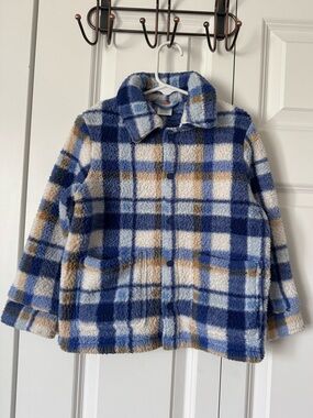 Gymboree blue plaid oversized jacket, 3T